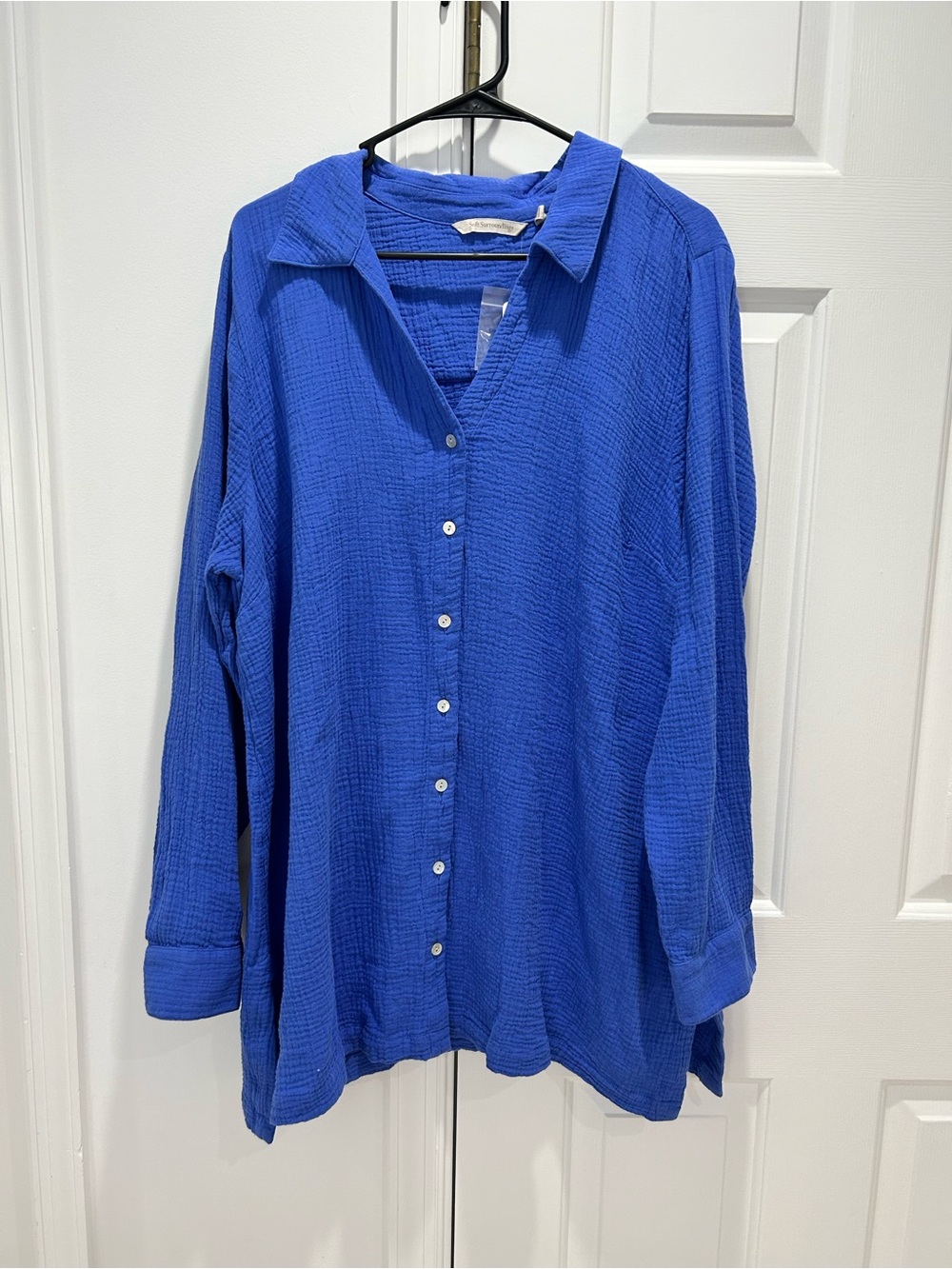 Soft Surroundings Royal Blue Textured Button Shirt
